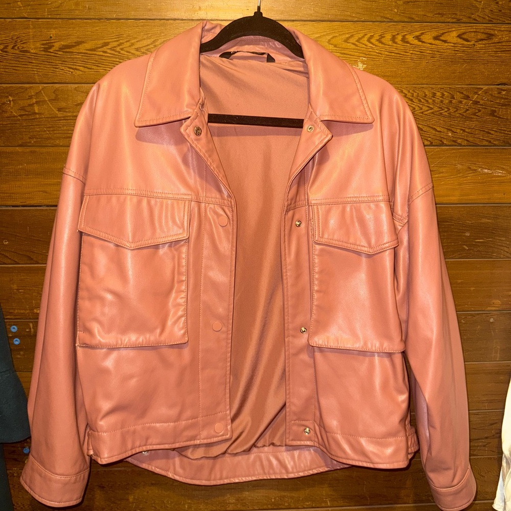 Zara Pink Faux Leather Jacket
